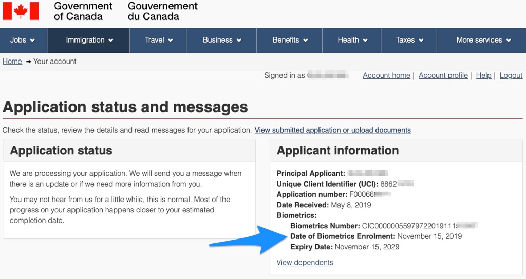 加拿大移民局网站截图