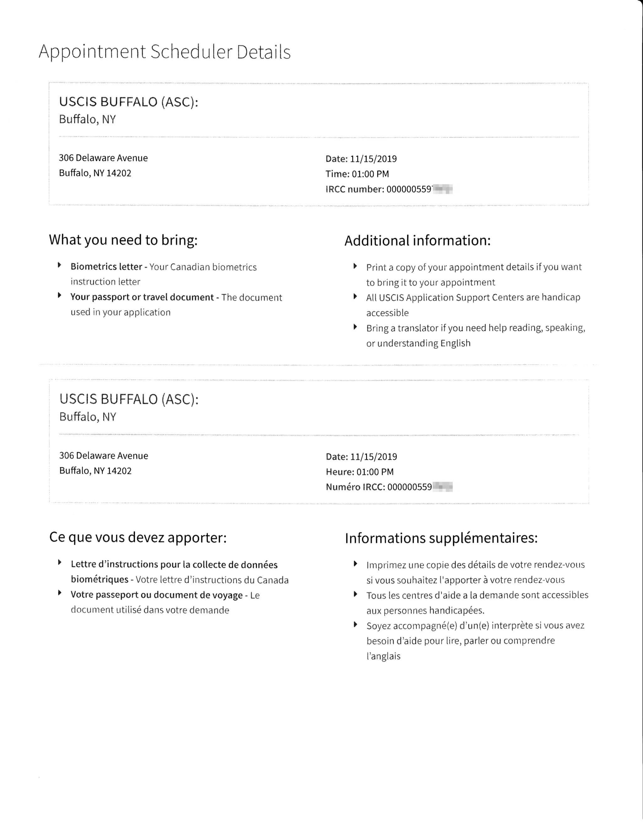 美国 ASCs 预约确认表