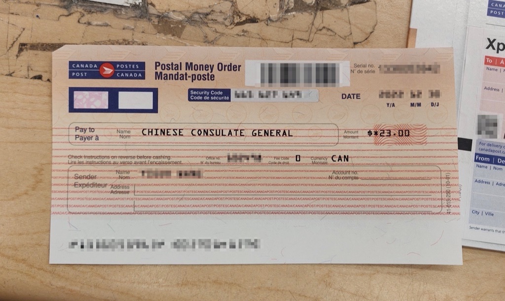 Canada Post Money Order